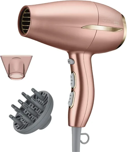INFINITIPRO de CONAIR - Secadora de pelo compacta sin encrespamiento, 2 veces más brillo, 3 veces más control de encrespamiento Rosa (Dusty Rose)