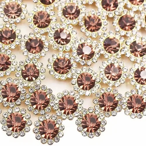 Miniatura 10 de 120 piezas de 12 mm de girasol coser en diamantes de imitación de cristal, gemas de vidrio, diamantes de imitación de metal para manualidades