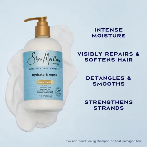 Miniatura 4 de SheaMoisture Hydrate & Repair Acondicionador de Miel de Manuka y Yogur Acondicionador para Cabello Dañado Acondicionador de Manteca de Karité 13 oz
