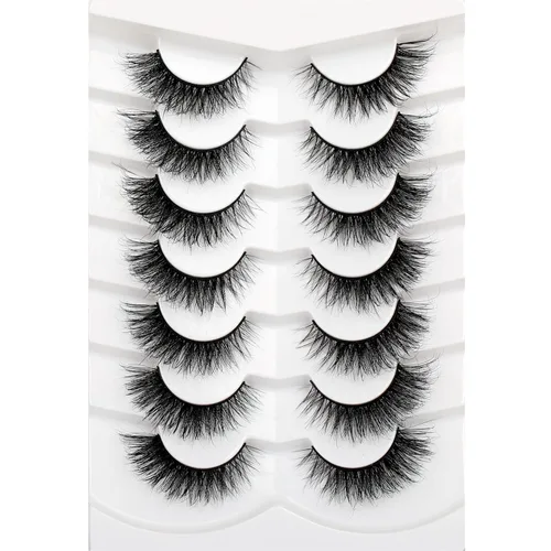 Miniatura 69 de Medias pestañas postizas con banda transparente, finas, estilo ojo de gato, naturales, cortas, pequeñas, acento 3/4, de visón sintético, tiras