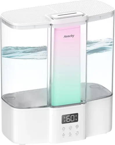 Miniatura 8 de AEOCKY Humidificador Geek Level para bebé, humidificadores ultrasónicos silenciosos para dormitorio, cuarto de bebé con luz ambiental, difusor