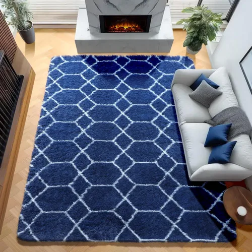 Miniatura 21 de ONASAR Alfombras de área para sala de estar y dormitorio, alfombra esponjosa lavable de 5x8 pies gris y blanca, alfombra de piso suave, afelpada