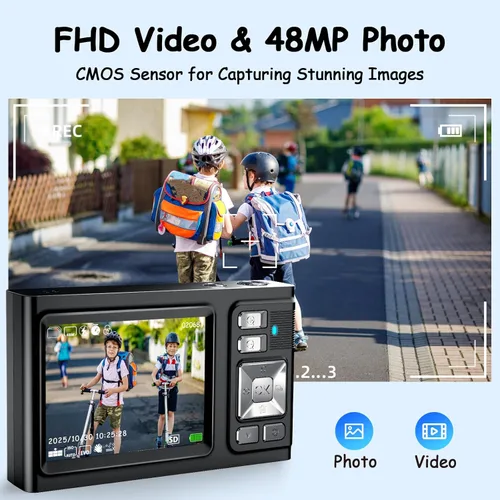 Miniatura 2 de JDZ Cámara digital 4K para fotografía con enfoque automático, cámara de vlogging de 48MP para YouTube, zoom 16X retro estilo CCD cámara compacta