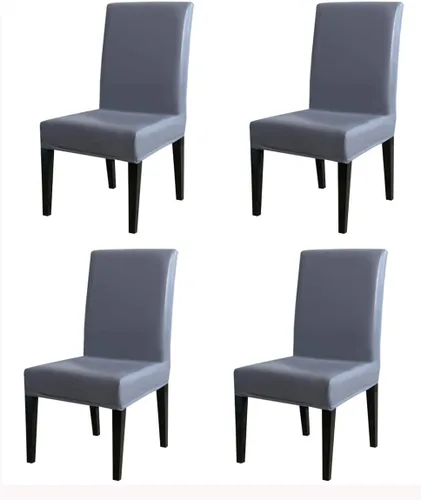 Miniatura 7 de FLYPARTY Funda elástica de piel sintética sólida impermeable para silla de comedor, extraíble, lavable, funda protectora para silla de comedor