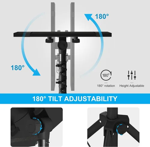 Miniatura 8 de Trípode ajustable para proyector, altura de laptop de 23.5 a 46.5 pulgadas con soporte para teléfono de cuello de cisne, piso para oficina, hogar