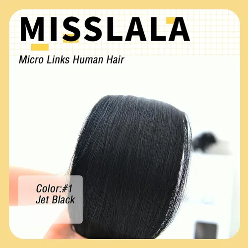 Miniatura 5 de Extensiones de cabello humano microlink de 16 pulgadas, extensiones de cabello natural suave de microcuentas, color #1 negro azabache, 100% cabello