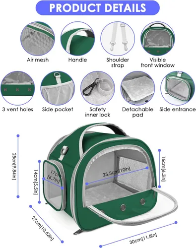 Miniatura 2 de Bissap Transportín de Viaje para Dragón Barbudo, Bolsa Transportadora Portátil para Cobayo, Bolsa Transportadora para Tortuga, para Conejo, Hámster