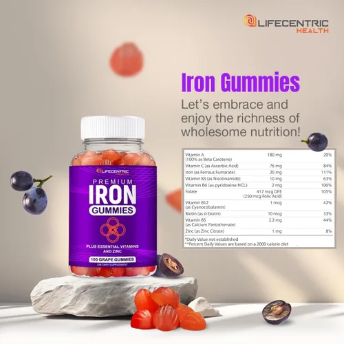 Miniatura 9 de LifeCentricHealth - Gomitas de hierro Gomitas de biotina, zinc, vitamina B, ácido fólico, veganas, sin gluten, para mujeres y hombres