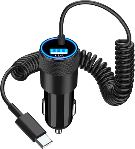 Miniatura 21 de 【Certificado MFi】Cargador rápido para iPhone de 4.8 A, cargador de coche USB dual Caiinei de 4.8 A, carga rápida, cable Lightning integrado de 6