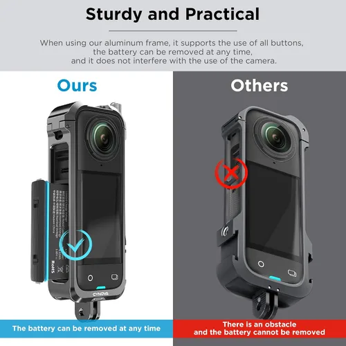 Miniatura 3 de CYNOVA Insta 360 X4 - Marco utilitario con cubierta de lente de silicona para accesorios Insta360 X4, compatible con protector de lente
