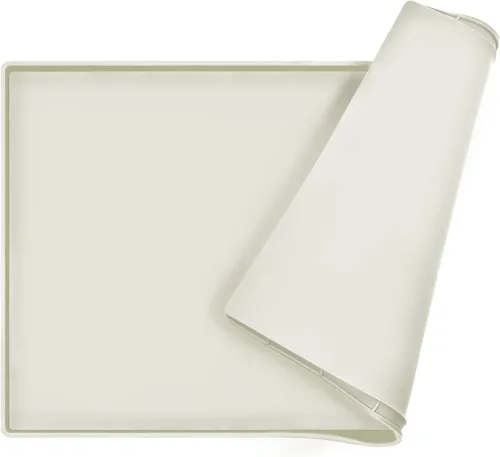 Miniatura 30 de Tapete de comida para perros, bandeja de comida impermeable de silicona, mantel individual antideslizante para mascotas, borde elevado de 0.6