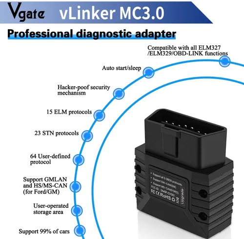 Miniatura 5 de Vgate vLinker MC Bluetooth 3.0 OBD2 escáner lector de código herramienta de escaneo de diagnóstico para Android y Windows, negro