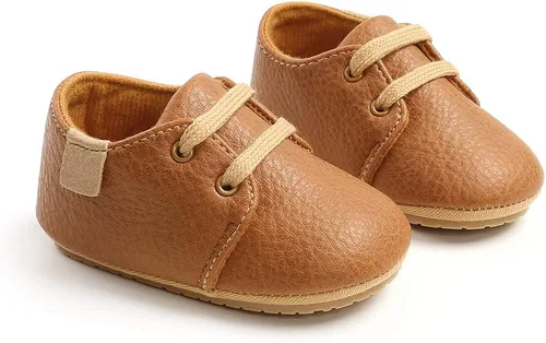 Miniatura 5 de SENIURIS Zapatos para bebés niños y niñas, suela de goma antideslizante, de piel sintética, zapatos para primeros pasos, zapatos de cuna para recién