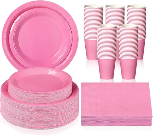 Miniatura 17 de Tioncy 200 platos de papel desechables azules y servilletas, suministros para fiesta de graduación para 50 invitados, juego de vajilla de papel