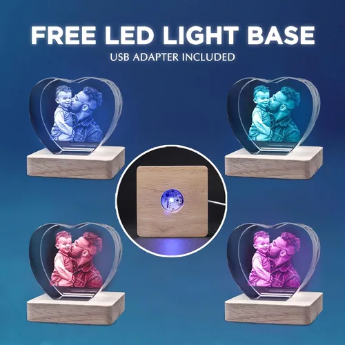 Miniatura 6 de 3D LovePix Foto de cristal 3D personalizada, base de luz multicolor y caja de regalo incluida, foto personalizada de cristal grabado con láser 3D