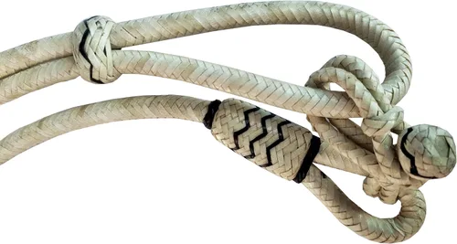 Miniatura 5 de Nudos naturales y negros de piel cruda, tachuelas de caballo trenzadas a mano Romal Romel Reins Ranch Cuerda/cuerda Reins-8.5 pies, 52 pies Romel