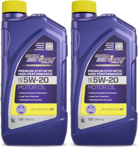 Royal Purple 01520 Aceite de motor sintético de alto rendimiento SAE 5W-20 con licencia API, 1 cuarto de galón (paquete de 2)