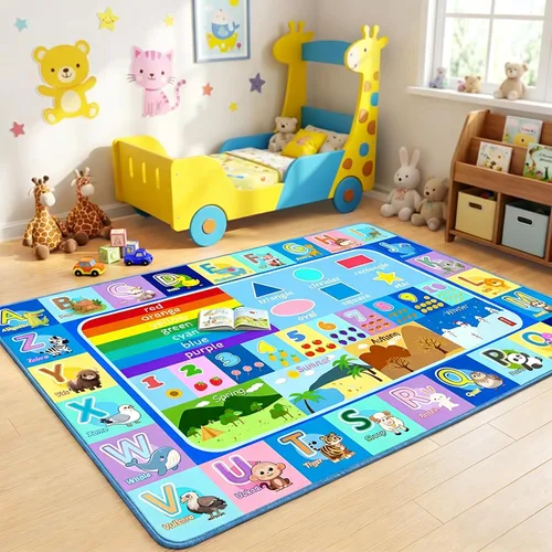 Alfombra infantil para sala de juegos, dormitorio, 2.5 x 4 pies, alfombra educativa ABC para aula, guardería, alfombra antideslizante de aprendizaje