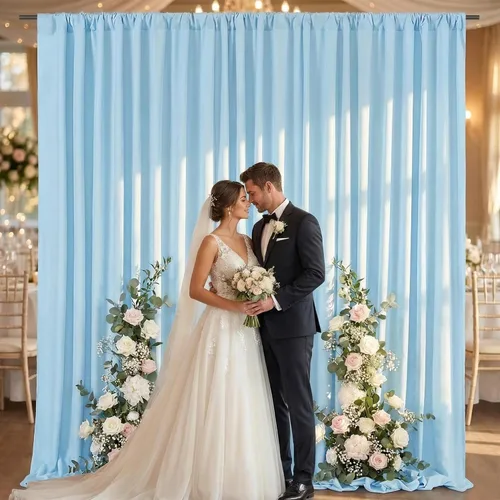Miniatura 11 de Cortinas de Telón de Fondo Blanco de 2 Paneles 5 x 1,5 m de Poliéster, Telón de Fondo para Fotografía, Cortinas para Decoración de Fondo de Boda