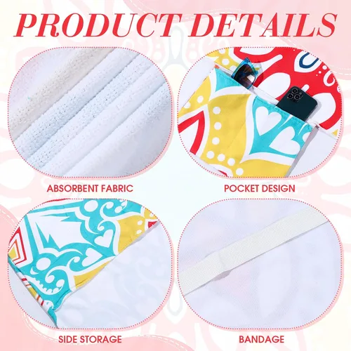 Miniatura 3 de Oudain Juego de 2 fundas de toalla para silla de descanso con bolsillo lateral, diseño de mandala bohemio de microfibra antideslizante para silla