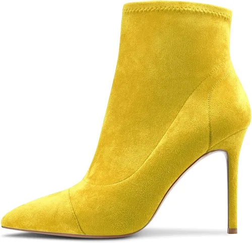 Miniatura 2 de Aachcol Botas de tobillo para mujer tacón alto punta puntiaguda botas elásticas clásicas de 4 pulgadas