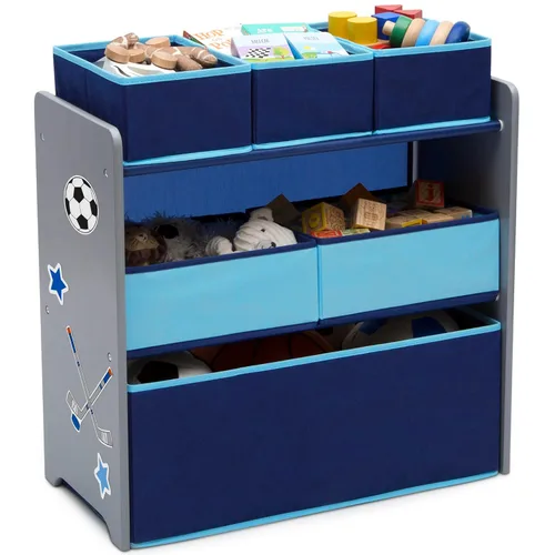 Delta Children Design and Store Organizador de juguetes de 6 compartimientos, gris/azul