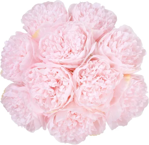 Miniatura 12 de U'Artlines 10 cabezas de peonías artificiales de seda, hojas y flores para decoración del hogar, oficina, bodas, fiestas, festivales y bares (negro)