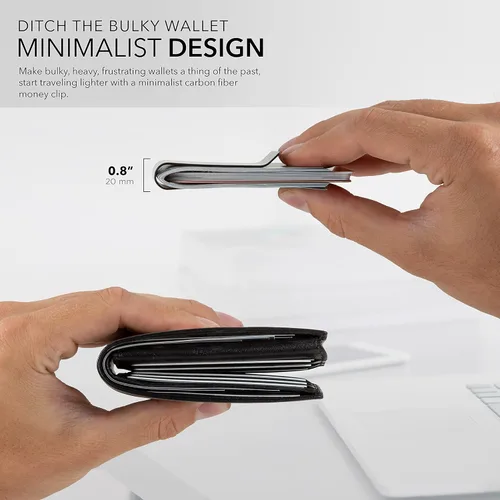Miniatura 3 de SERMAN BRANDS Clip de dinero de fibra de carbono para hombres – Cartera delgada con clip de dinero RFID, bolsillo frontal minimalista, cartera EDC