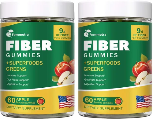Miniatura 10 de Gomitas de fibra prebiótica 13 en 1 para adultos - Suplemento de fibra para mujeres y hombres con mezcla de verduras, inulina y ACV