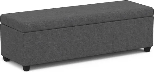 Miniatura 13 de SIMPLIHOME Avalon - Banco contemporáneo tipo otomana rectangular con almacenamiento extragrande de 54 pulgadas de ancho, de pelo sintético de Gris