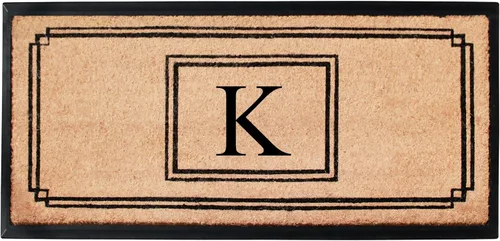 Miniatura 60 de A1HC - Tapete de puerta con monograma de fibra de coco natural para puerta delantera, 24 x 48, felpudo duradero tratado anti-desprendimiento