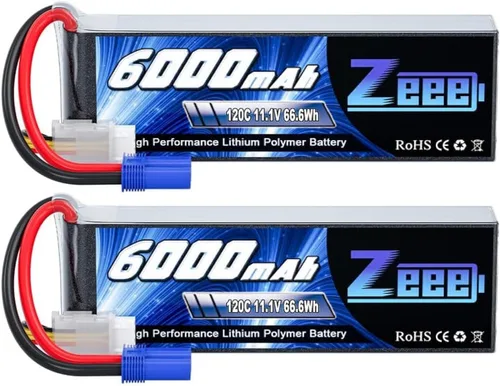 Zeee 3S Lipo Batería 6000mAh 11.1V 120C Soft Case RC Batería con conector EC5 para helicóptero, avión, cuadricóptero, avión RC, coche, camión, barco