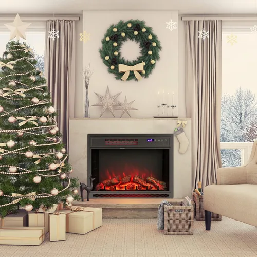 Miniatura 8 de ARLIME Chimenea eléctrica de 25 pulgadas para empotrar en la pared e independiente, calentador eléctrico de habitación de 1400 W para interiores