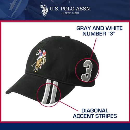 Miniatura 5 de Concept One U.s Polo Assn. Dad Hat, Embroidered Horse Logo Adjustable Adult Baseball Cap with Diagonal Accent Stripes