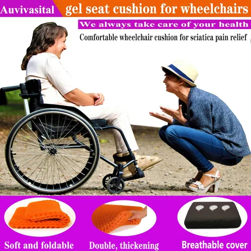 Miniatura 5 de Cojín de asiento de gel de tamaño grande para sentarse prolongadamente, extra grande y grueso, cojín de gel para espalda, cadera, ciática, alivio