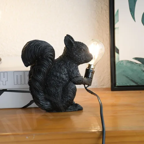 Miniatura 8 de MAYOLA Lámpara de mesa moderna de resina con ardilla, lámpara de escritorio, lámpara de iluminación LED de resina de ardilla para sala de estar
