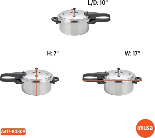 Miniatura 9 de IMUSA Olla a presión de aluminio para estufa de 4.2 cuartos de galón con válvulas de seguridad para una apertura sin riesgos