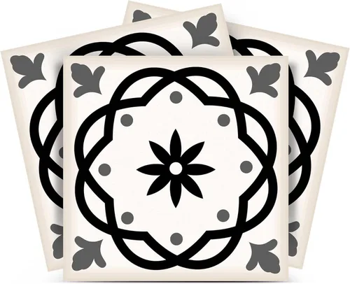 Miniatura 9 de Juego de 24 calcomanías para azulejos de la colección Black & White, para azulejos en muro, para baño y cocina, fácil de aplicar, simplemente