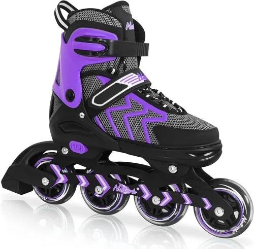 Patines en línea Nattork ajustables para adultos y adolescentes, patines con cuchillas para interior y exterior para niños, principiantes Púrpura