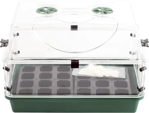 EarlyGrow Propagador abovedado con 1 extensor de altura, bandejas de plántulas y juego de clip de bloqueo, verde, mediano (97008)