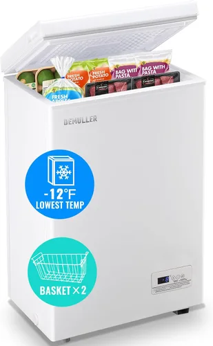 DEMULLER - Congelador horizontal de 3.5 pies cúbicos, máquina de congelación profunda de temperatura ultra baja (hasta -24 ℃) con dos cestas
