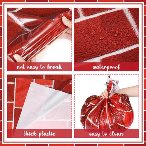 Miniatura 5 de Rollo de Mantel con Fondo de Pared de Ladrillo Rojo de 100 Pies x 54 Pulgadas con Cortador Deslizante, Fondo para Fotos, Estación de Envoltura