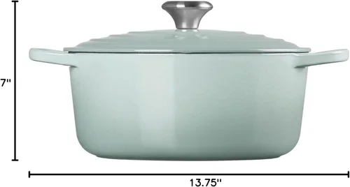 Miniatura 7 de Le Creuset Horno holandés redondo de hierro fundido esmaltado, 5.5 cuartos de galón, Sal Marina Sea Salt