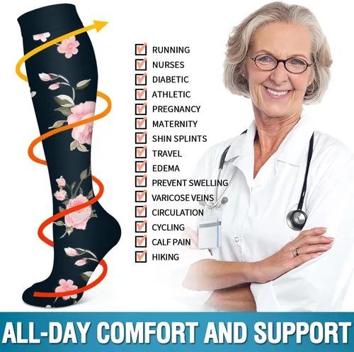 Miniatura 13 de 6 Pack Copper Compression Socks for Women and Men Circulation-Best Support for Medical, Running,Nursing,Athletic