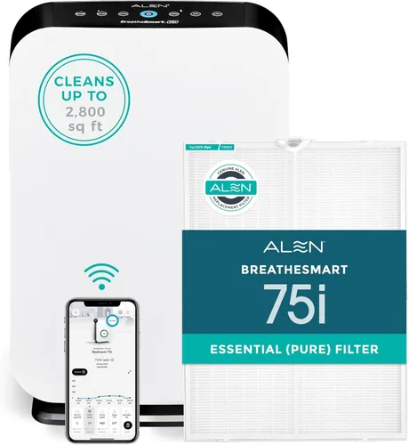 Alen Purificador de aire BreatheSmart 75i HEPA con filtro puro para habitaciones grandes de hasta 2800 pies cuadrados - Perfecto para sala de estar