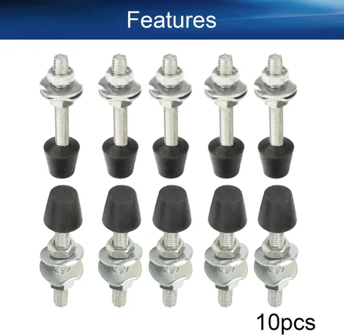 Miniatura 3 de 10 piezas de montaje de tornillo de abrazadera de palanca de acero al carbono M5x49mm, abrazadera de cabeza de goma negra de liberación rápida