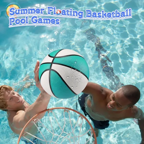 Miniatura 6 de Seenelling Paquete de 6 unidades de baloncesto de piscina tamaño 3/4 de baloncesto acuático a granel con bomba de bomba de verano juegos de agua