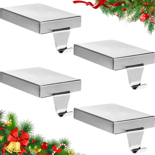Miniatura 9 de Soportes de calcetines de Navidad de Zonon para repisa, ganchos de hierro resistentes para calcetines, mantel con almohadilla protectora