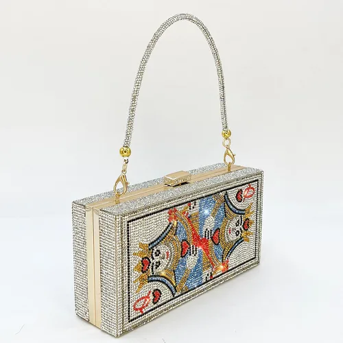 Miniatura 6 de Powerpurlife Bolsa de mano con diamantes de imitación para fiesta de noche para mujer