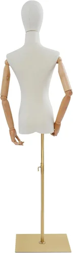 Miniatura 4 de Vestido de maniquí femenino con forma de torso, cuerpo de maniquí con cabeza desmontable, manos de madera y base de metal para exhibición de joyas